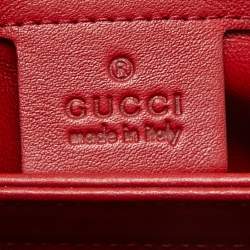 Pre Owned Gucci Red Python Medium Lady Lock Top Handle Bag