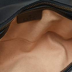 Pre Owned Gucci Black Matelassé Leather Small GG Marmont Shoulder Bag