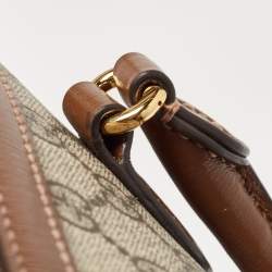 Pre Owned Gucci Brown/Beige GG Supreme Canvas and Leather Horsebit 1955 Duffel Bag