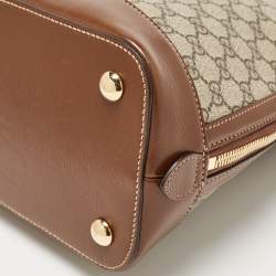 Pre Owned Gucci Brown/Beige GG Supreme Canvas and Leather Horsebit 1955 Duffel Bag