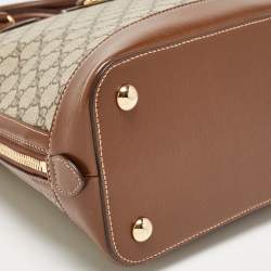 Pre Owned Gucci Brown/Beige GG Supreme Canvas and Leather Horsebit 1955 Duffel Bag