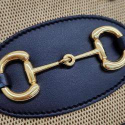 Gucci Beige/Black Horsebit 1955 Mini Top Handle Bag 