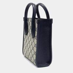 Gucci Navy Blue/Beige GG Canvas Interlocking G Mini Tote Bag