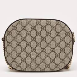Pre Owned Gucci Beige/Brown GG Supreme Canvas and Leather Mini Blind For Love Shoulder Bag