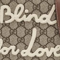 Pre Owned Gucci Beige/Brown GG Supreme Canvas and Leather Mini Blind For Love Shoulder Bag