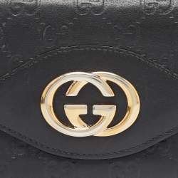 Gucci Black Guccissima Leather Flap Continental Wallet