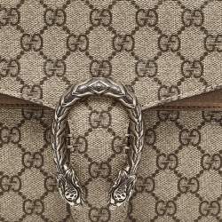 Pre Owned Gucci Beige GG Supreme Canvas and Suede Small Dionysus Shoulder Bag