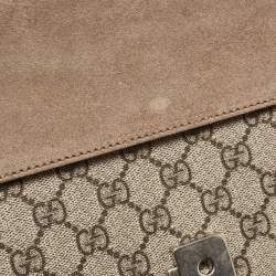 Pre Owned Gucci Beige GG Supreme Canvas and Suede Small Dionysus Shoulder Bag