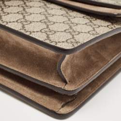 Pre Owned Gucci Beige GG Supreme Canvas and Suede Small Dionysus Shoulder Bag