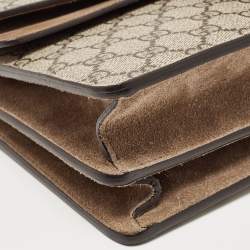 Pre Owned Gucci Beige GG Supreme Canvas and Suede Small Dionysus Shoulder Bag