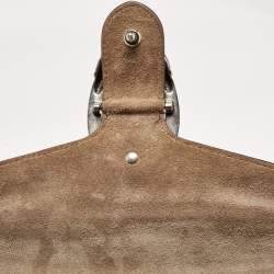 Pre Owned Gucci Beige GG Supreme Canvas and Suede Small Dionysus Shoulder Bag