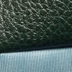 Pre Owned Gucci Green/Gold Leather Garden Cat Zip Pouch