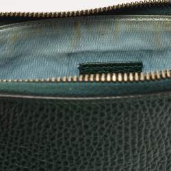 Pre Owned Gucci Green/Gold Leather Garden Cat Zip Pouch