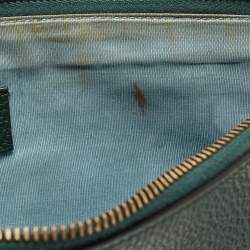 Pre Owned Gucci Green/Gold Leather Garden Cat Zip Pouch