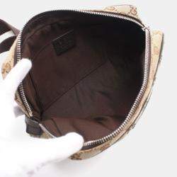 Gucci GG canvas Body bag Waist bag Canvas Leather Beige Dark brown