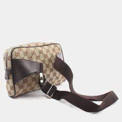 Gucci GG canvas Body bag Waist bag Canvas Leather Beige Dark brown