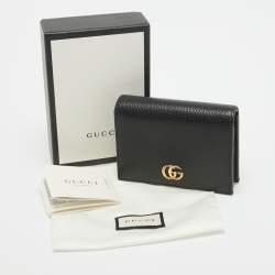 Gucci Black Leather GG Marmont Flap Card Case