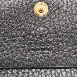 Gucci Black Leather GG Marmont Flap Card Case