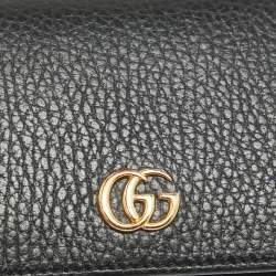 Gucci Black Leather GG Marmont Flap Card Case