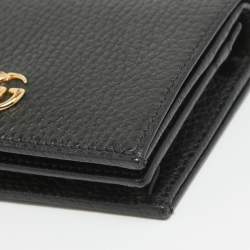 Gucci Black Leather GG Marmont Flap Card Case