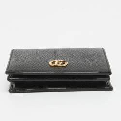 Gucci Black Leather GG Marmont Flap Card Case