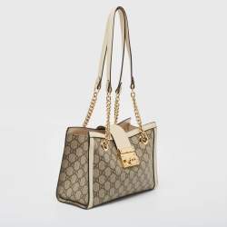 Gucci Off White/Beige GG Supreme Canvas Small Padlock Shoulder Bag