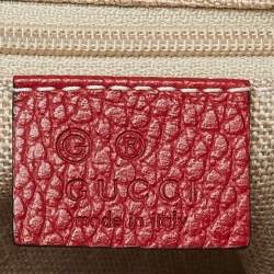 Pre Owned Gucci Beige/Red GG Canvas and Leather Small Bree Tote
