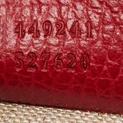 Pre Owned Gucci Beige/Red GG Canvas and Leather Small Bree Tote