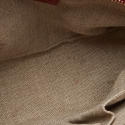 Pre Owned Gucci Beige/Red GG Canvas and Leather Small Bree Tote