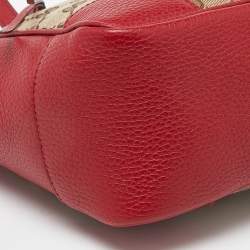 Pre Owned Gucci Beige/Red GG Canvas and Leather Small Bree Tote