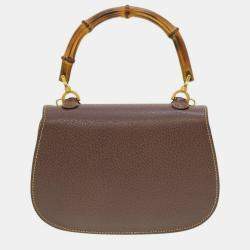 Gucci Leather Small Vintage Bamboo Convertible Top Handle Bag 