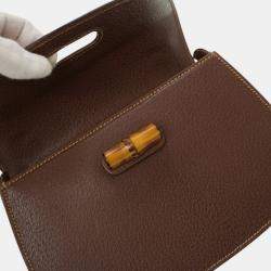Gucci Leather Small Vintage Bamboo Convertible Top Handle Bag 