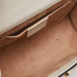 Pre Owned Gucci Beige Leather Small Pearl Studded Padlock Shoulder Bag