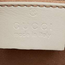 Pre Owned Gucci Beige Leather Small Pearl Studded Padlock Shoulder Bag
