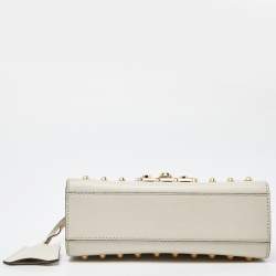 Gucci Beige Leather Small Pearl Studded Padlock Shoulder Bag