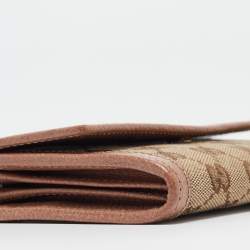 Gucci Beige/Brown GG Canvas and Leather Interlocking G Flap Wallet