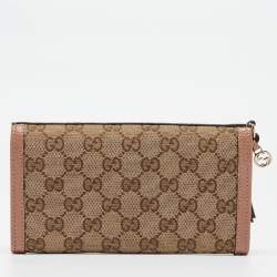Gucci Beige/Brown GG Canvas and Leather Interlocking G Flap Wallet