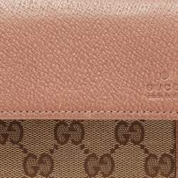 Gucci Beige/Brown GG Canvas and Leather Interlocking G Flap Wallet