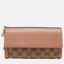 Gucci Beige/Brown GG Canvas and Leather Interlocking G Flap Wallet