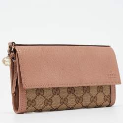 Gucci Beige/Brown GG Canvas and Leather Interlocking G Flap Wallet
