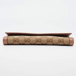 Gucci Beige/Brown GG Canvas and Leather Interlocking G Flap Wallet