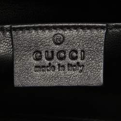 Pre Owned Gucci Black Satin GG Broadway Crystals Clutch