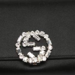 Pre Owned Gucci Black Satin GG Broadway Crystals Clutch
