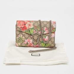 Gucci Beige GG Supreme Canvas Blooms Dionysus Wallet On Chain