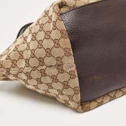 مملوكة مسبقًا Gucci Brown/Beige GG Canvas and Leather Sherry Line Tote