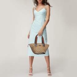 مملوكة مسبقًا Gucci Brown/Beige GG Canvas and Leather Sherry Line Tote