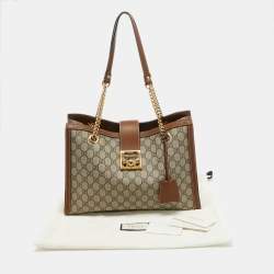 Gucci Beige/Brown GG Supreme Canvas and Leather Medium Padlock Tote