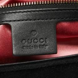 Pre Owned Gucci Black Matelassé Velvet Small GG Marmont Shoulder Bag