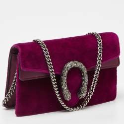 Gucci Purple Velvet and Leather Super Mini Dionysus Chain Bag