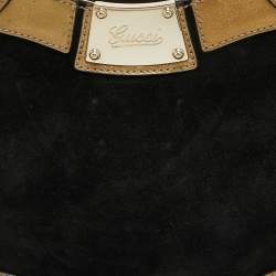 مملوكة مسبقًا Gucci Black/Gold Leather and Suede Tassel Race Bag